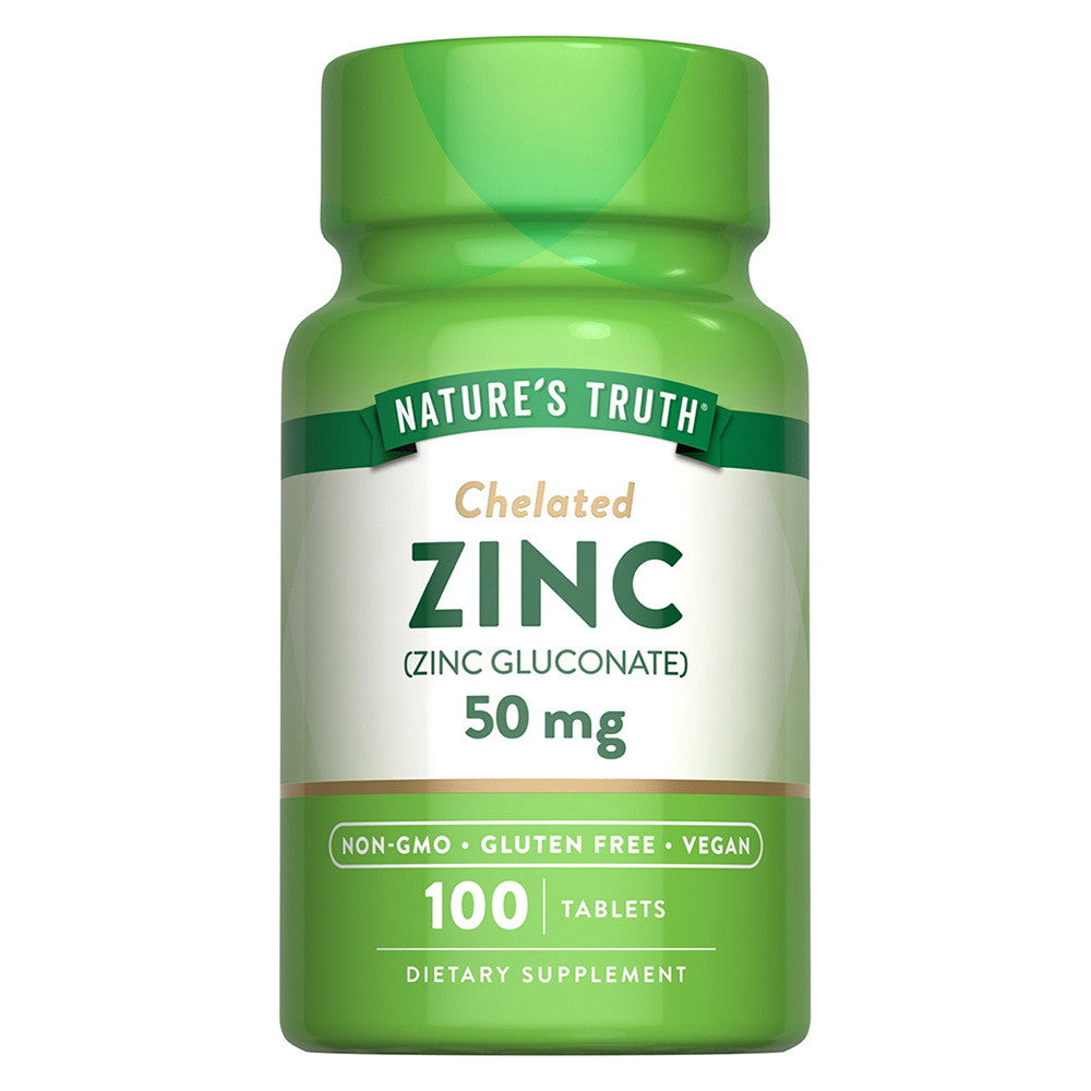 Natures Truth Vitamins Chelated Zinc Gluconate 50mg Tablets, 100 Ea